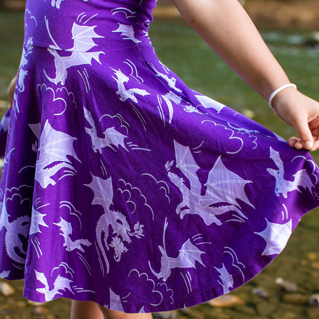 "Purple Reign" Dragons Short Sleeve Super Twirler Play Dress with Pockets